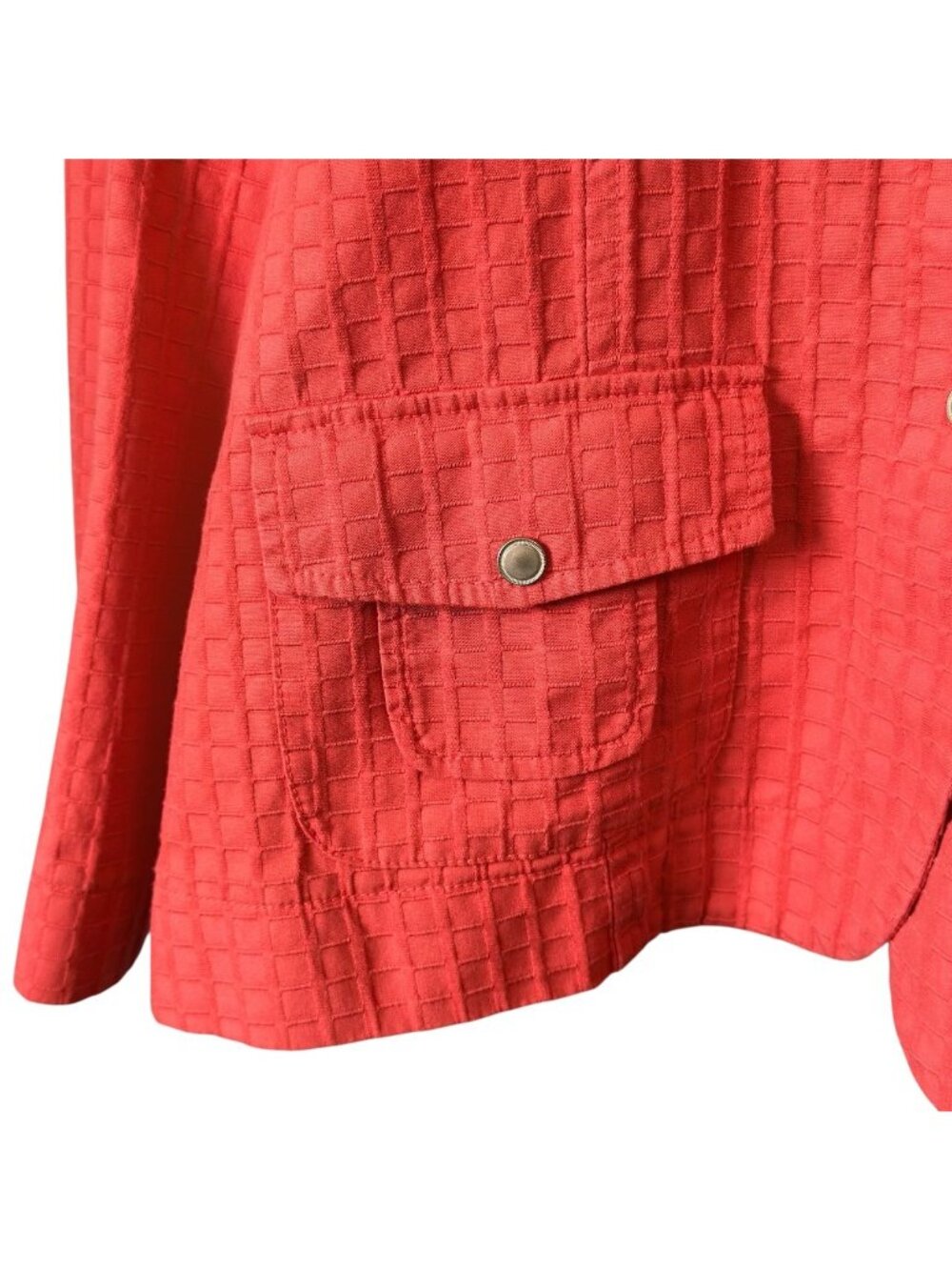 Coldwater Creek Womens 20 Jacket Orange Textured Cotton Pockets Snaps Spring - Picture 8 of 16